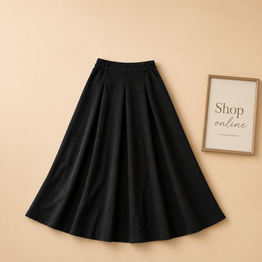 BLACK TWILL SKIRT