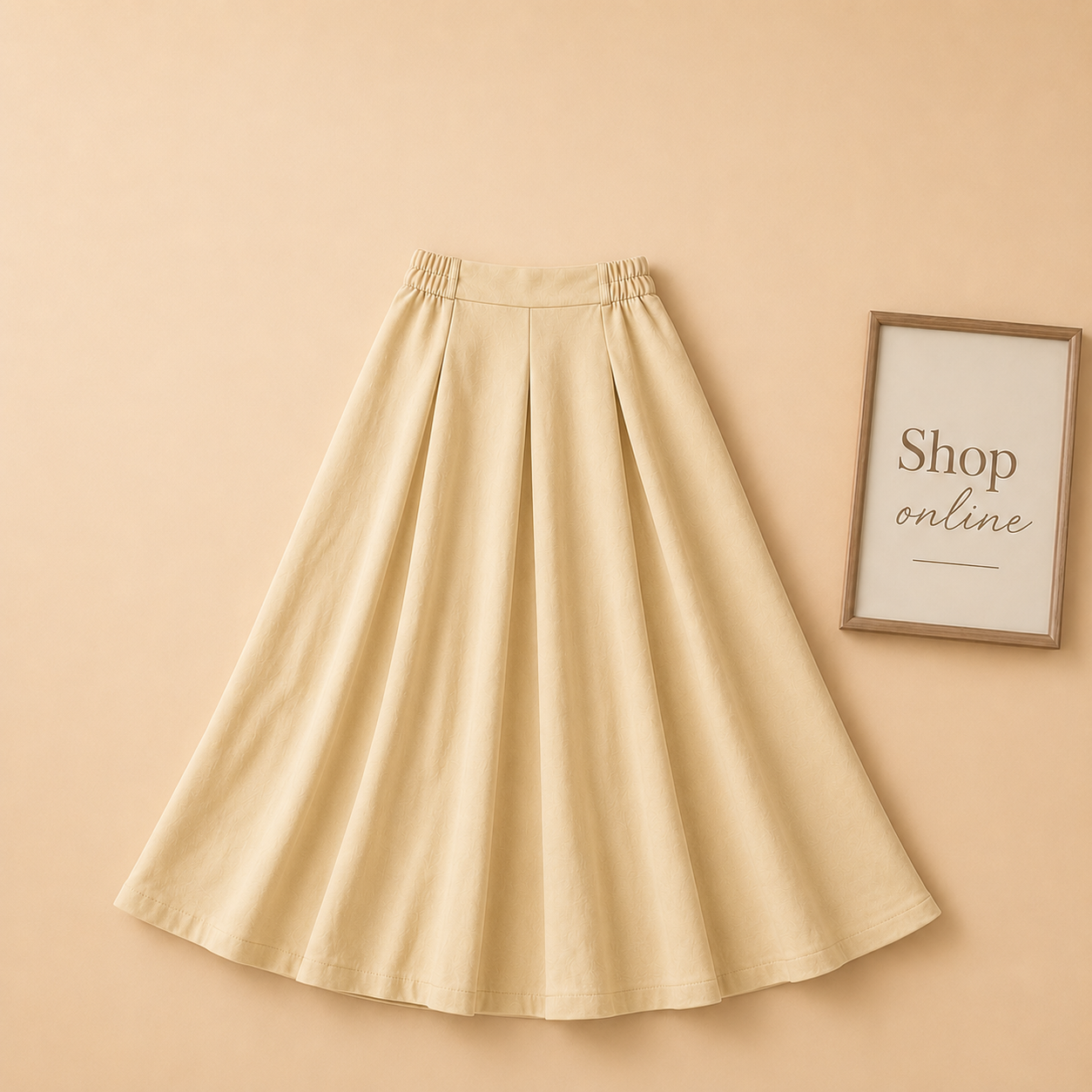BEIGE TWILL LONG SKIRT