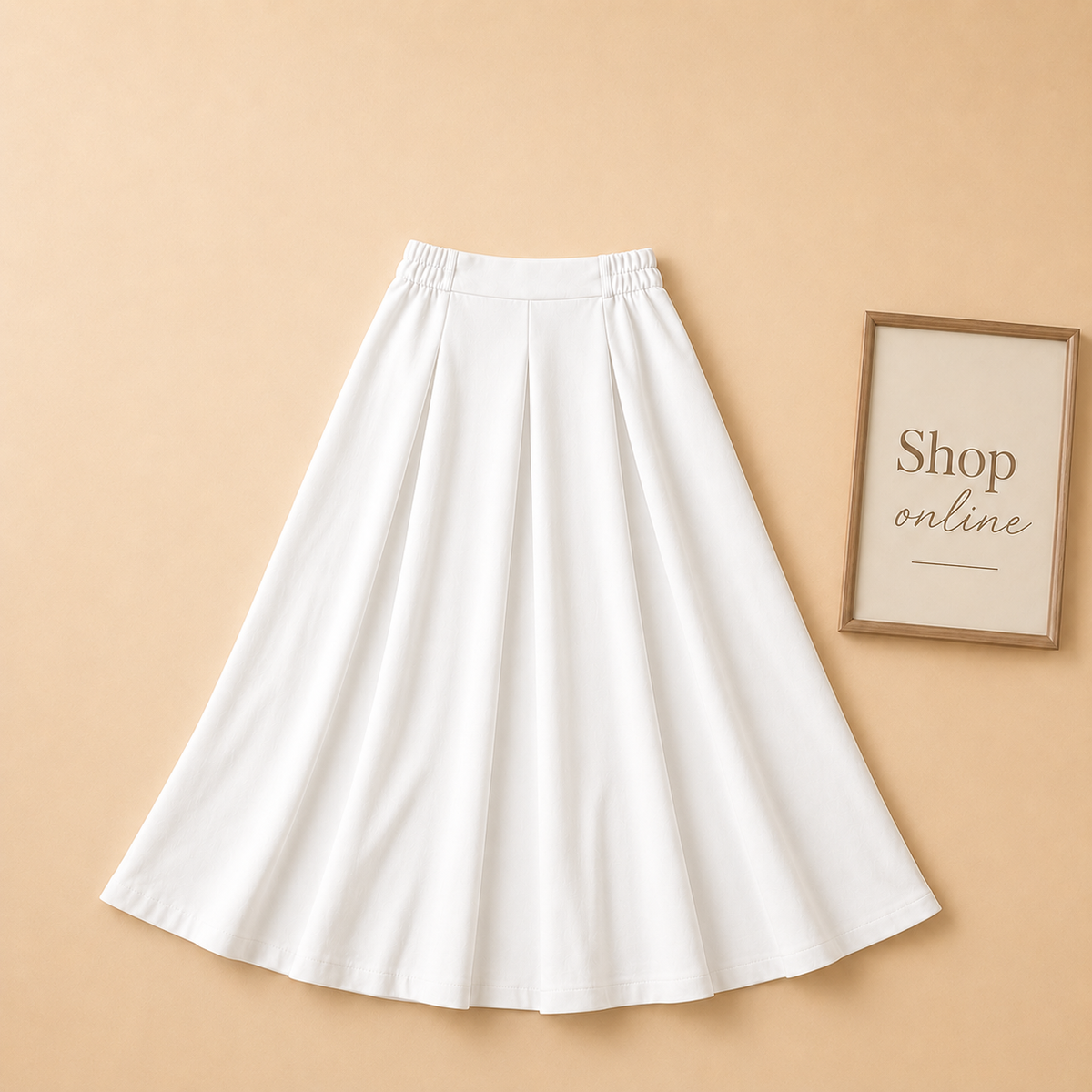 WHITE TWILL LONG SKIRT