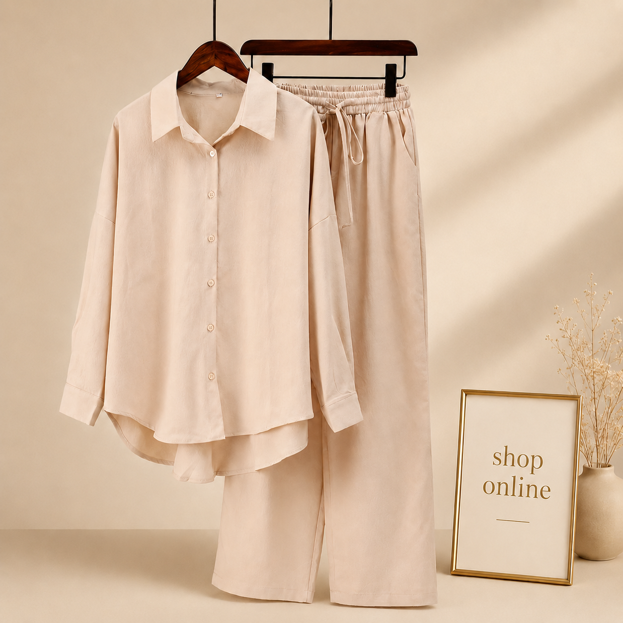 BEIGE DOWN CO ORD SET