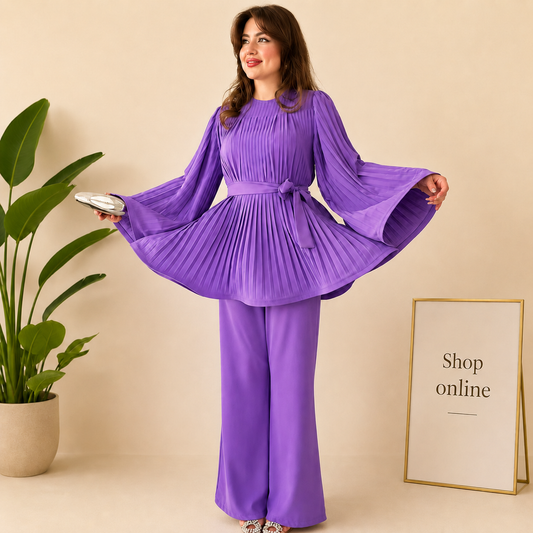 LILAC PLEATED FROCK CO ORD SET