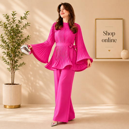 PINK PLEATED FROCK CO ORD SET