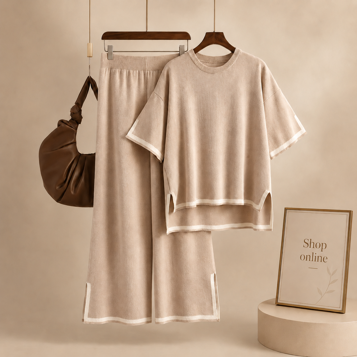 BEIGE SUMMER LINING TRACKSUIT