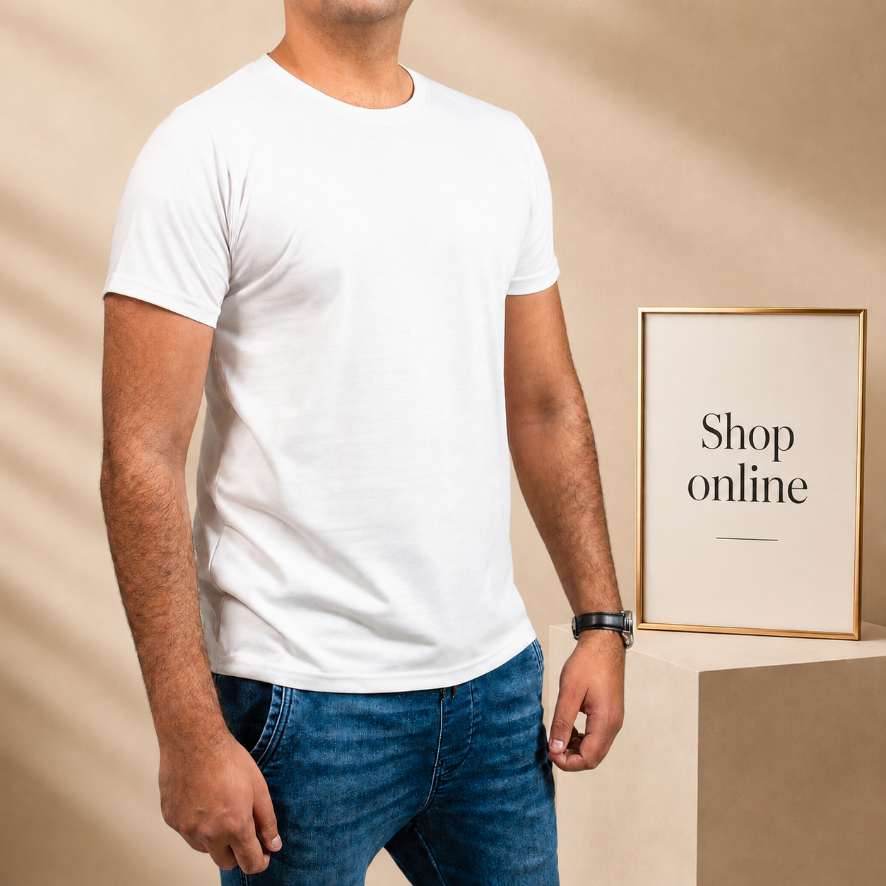 Crew Neck Short Sleeve Tee - White // Men