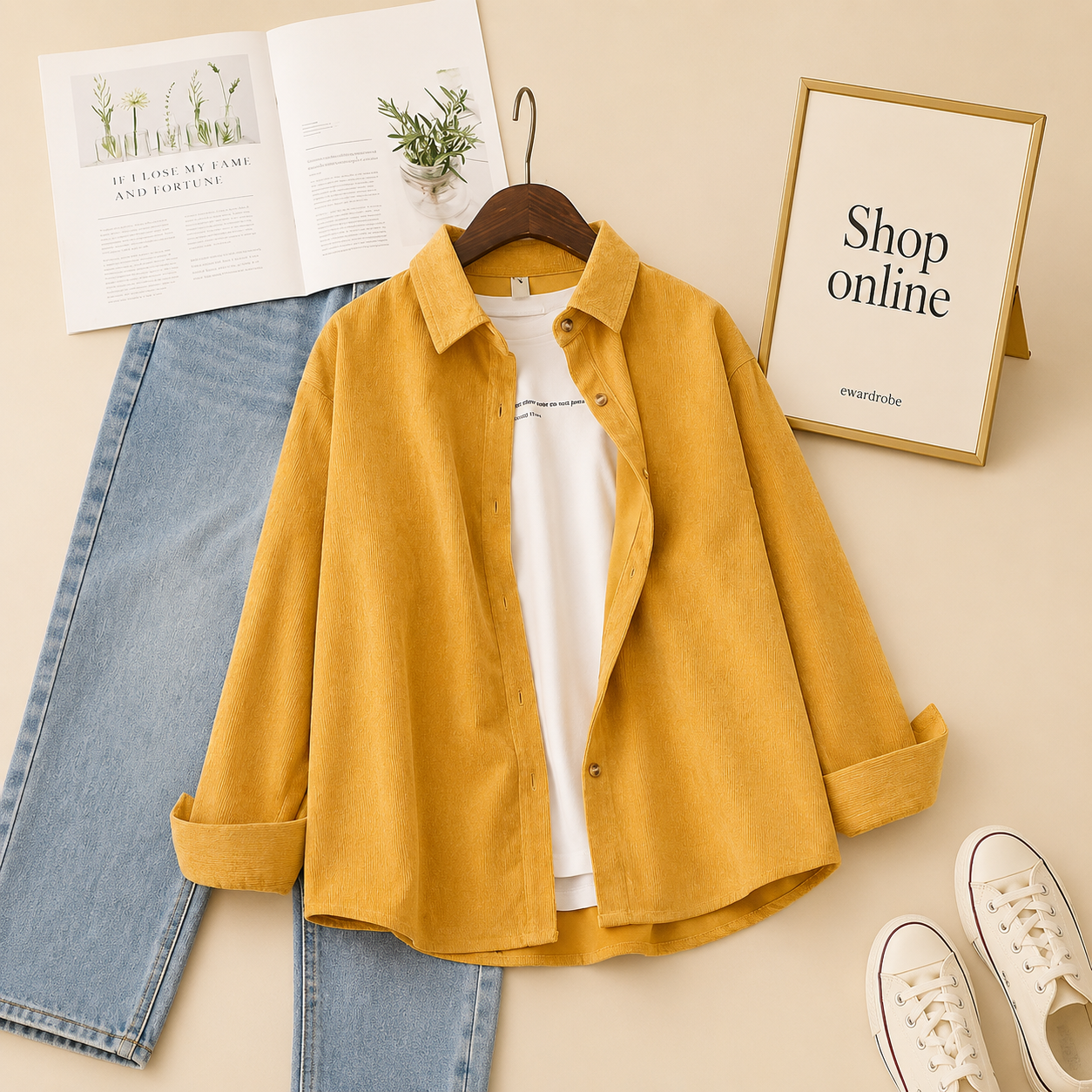 MUSTARD BUTTON SHIRT