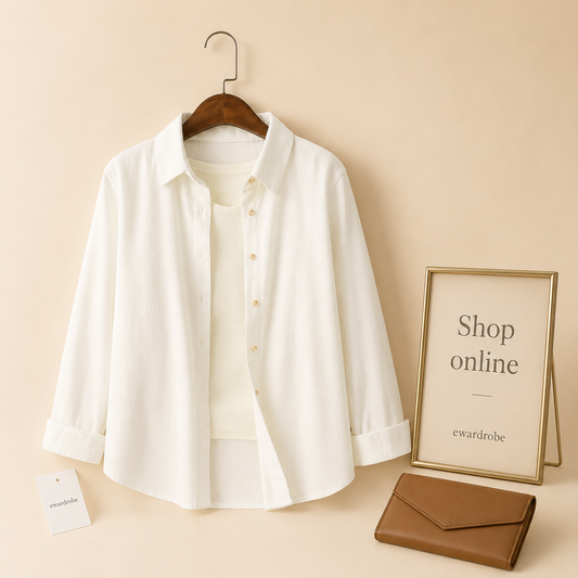 WHITE BUTTON DOWN SHIRT WITH INNER