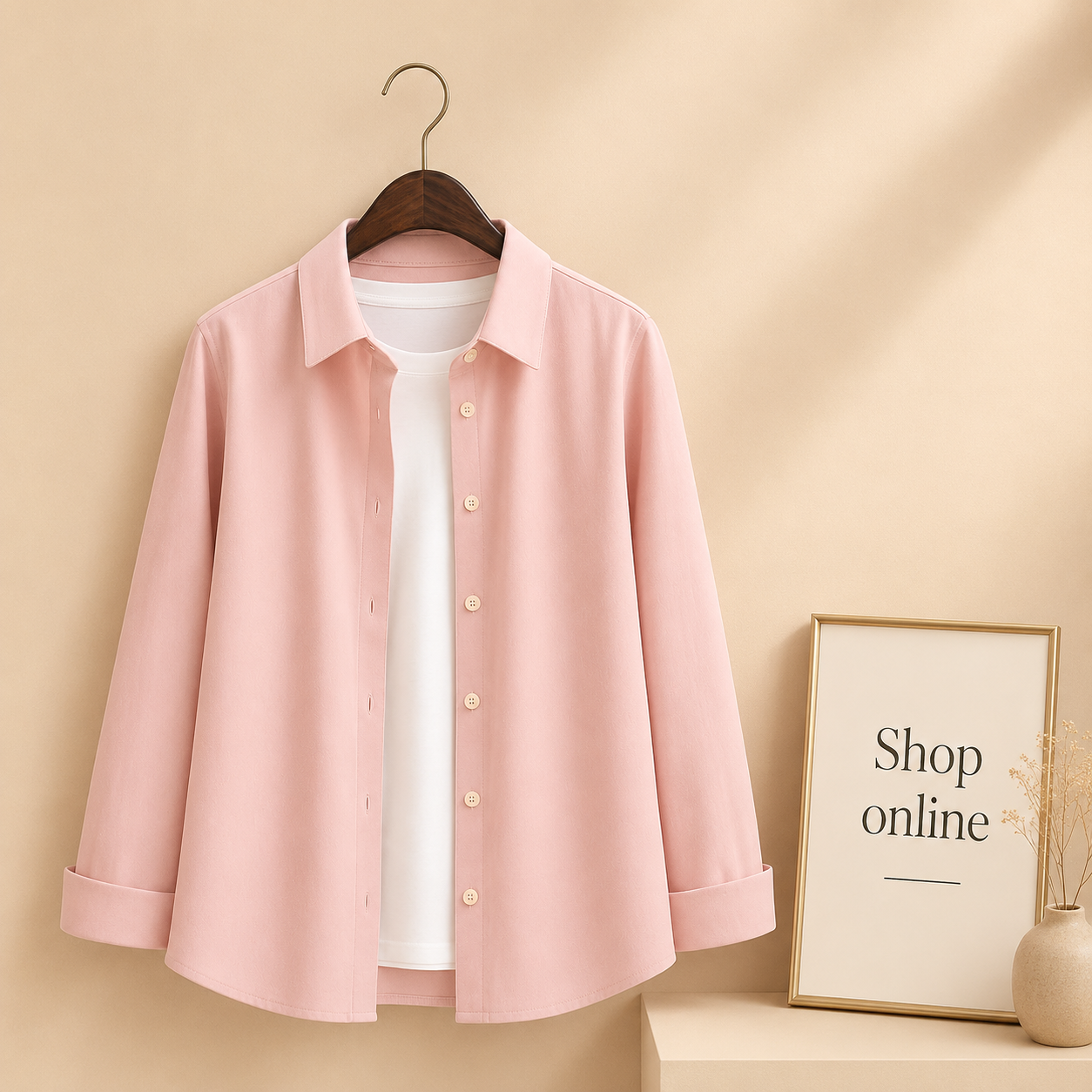 PINK BUTTON DOWN SHIRT WITH INNER
