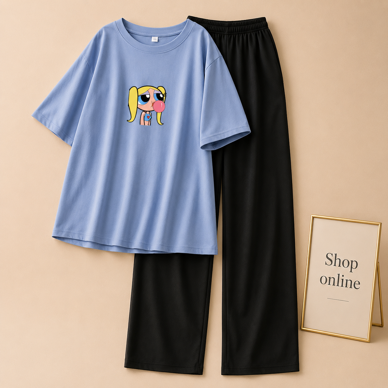 SKY BLUE TSHIRT BUBBLES WITH FLAPPER