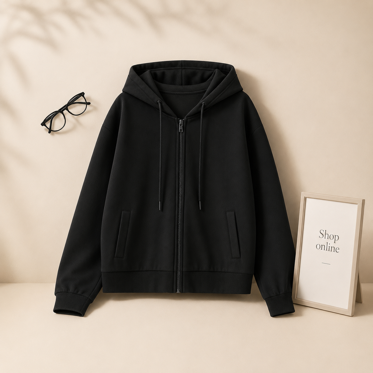 Basic Black Zipper Hoodie