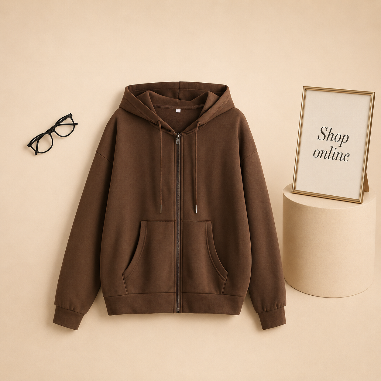 BROWN ZIPPER HOODIE