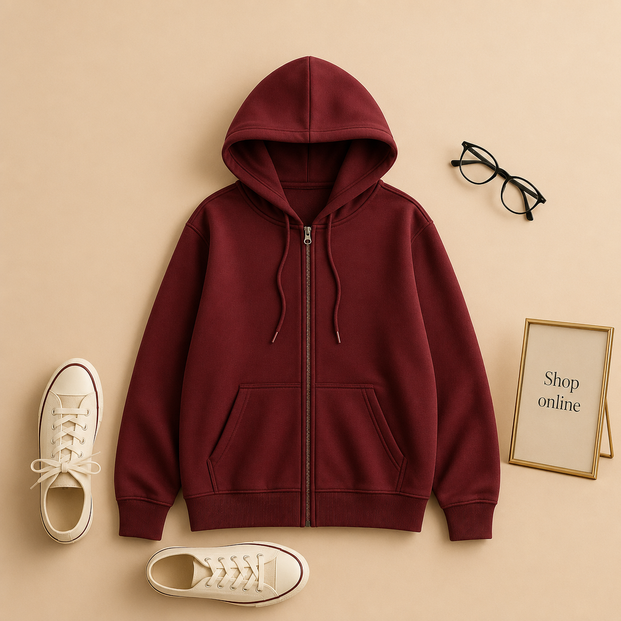 MAROON ZIPPER HOODIE