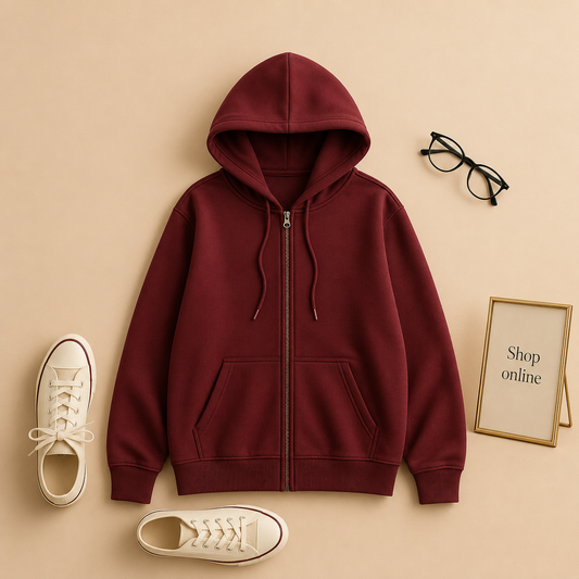 MAROON ZIPPER HOODIE