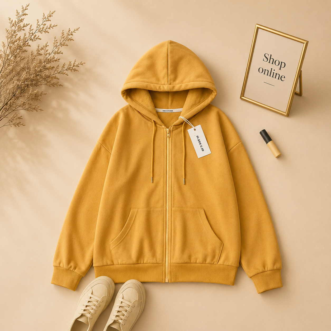 YELLOW ZIPPER HOODIE