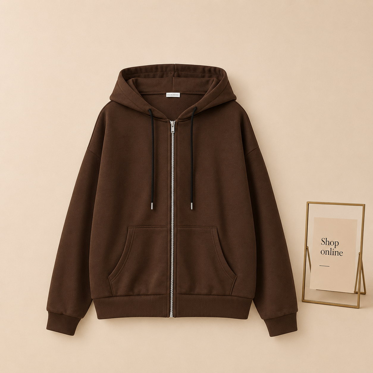 BROWN ZIPPER HOODIE