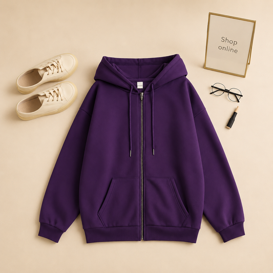 DARK PURPLE ZIPPER HOODIE