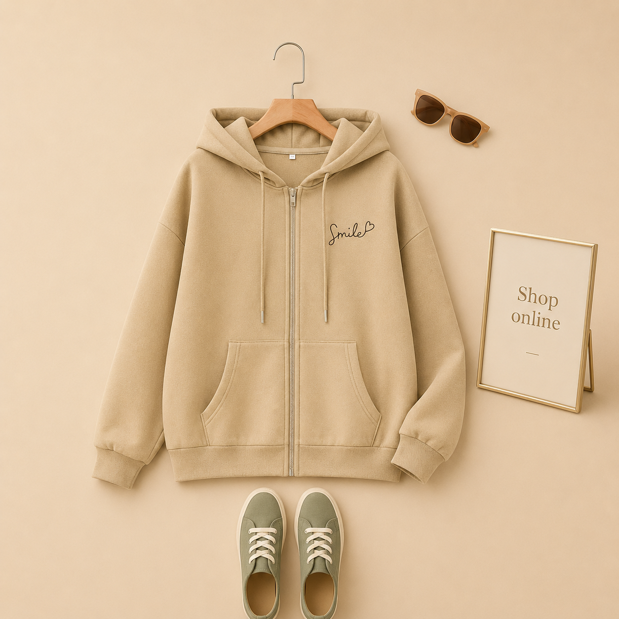 BIEGE ZIPPER SMILE POCKET