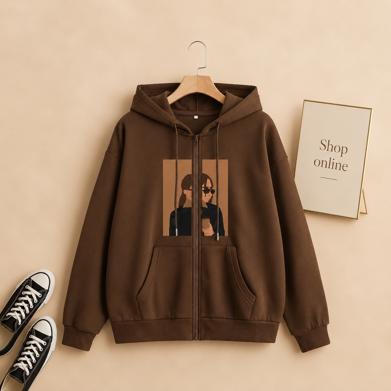 BROWN ZIPPER COFEE GIRL