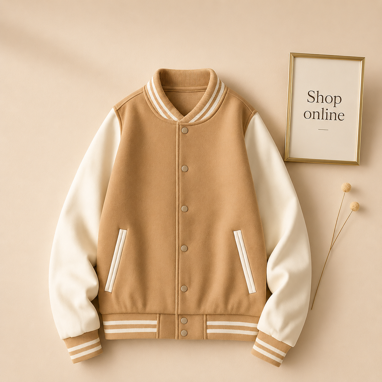BEIGE BASEBALL JACKET