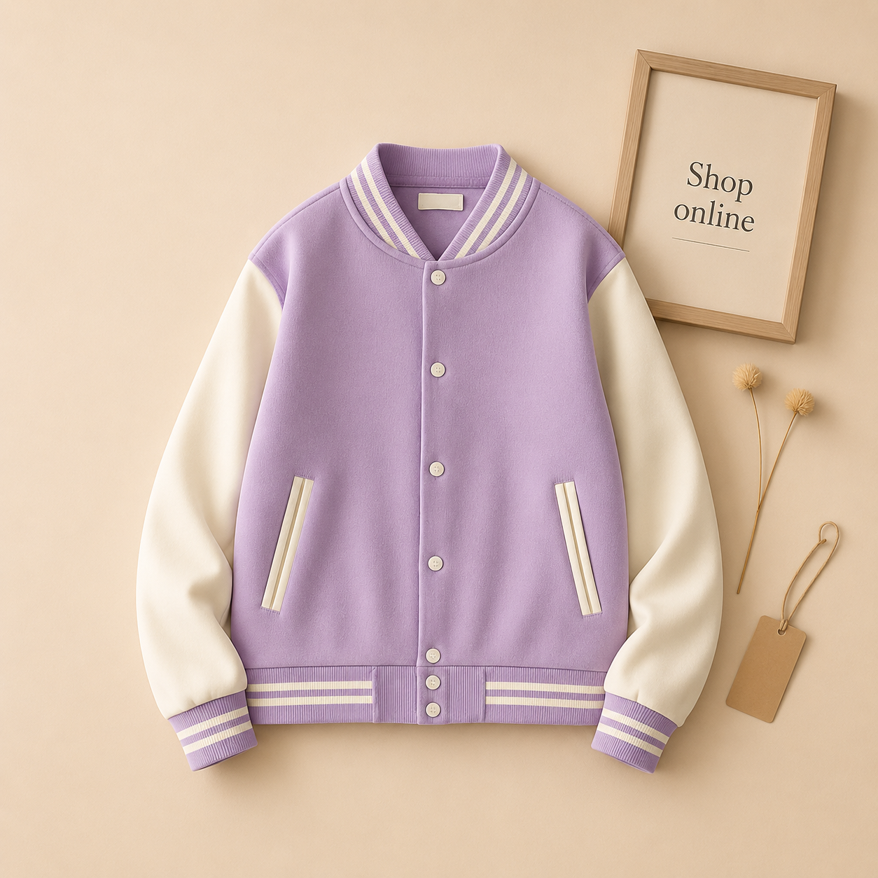 LILAC BASEBALL JACKET
