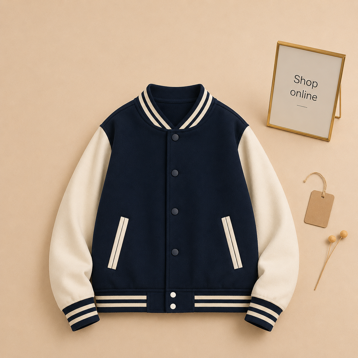 NAVY BLUE BASEBALL JACKET