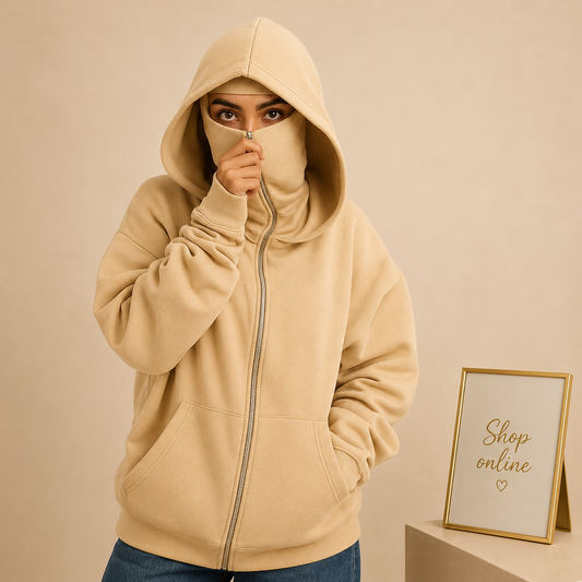 BEIGE NINJA HOODIE-WOMEN