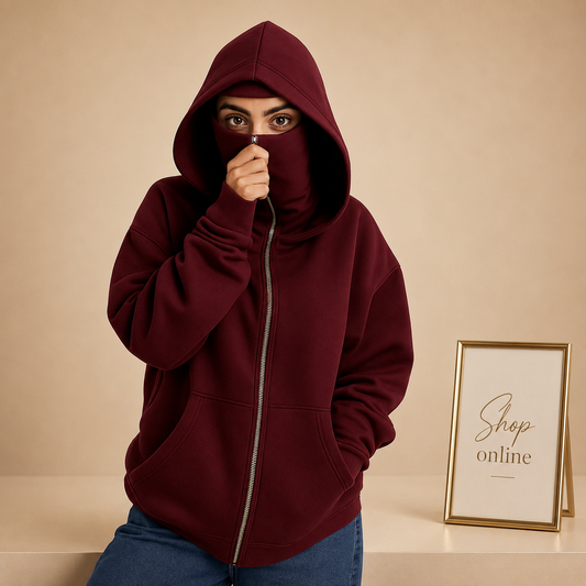 MAROON NINJA HOODIE-WOMEN