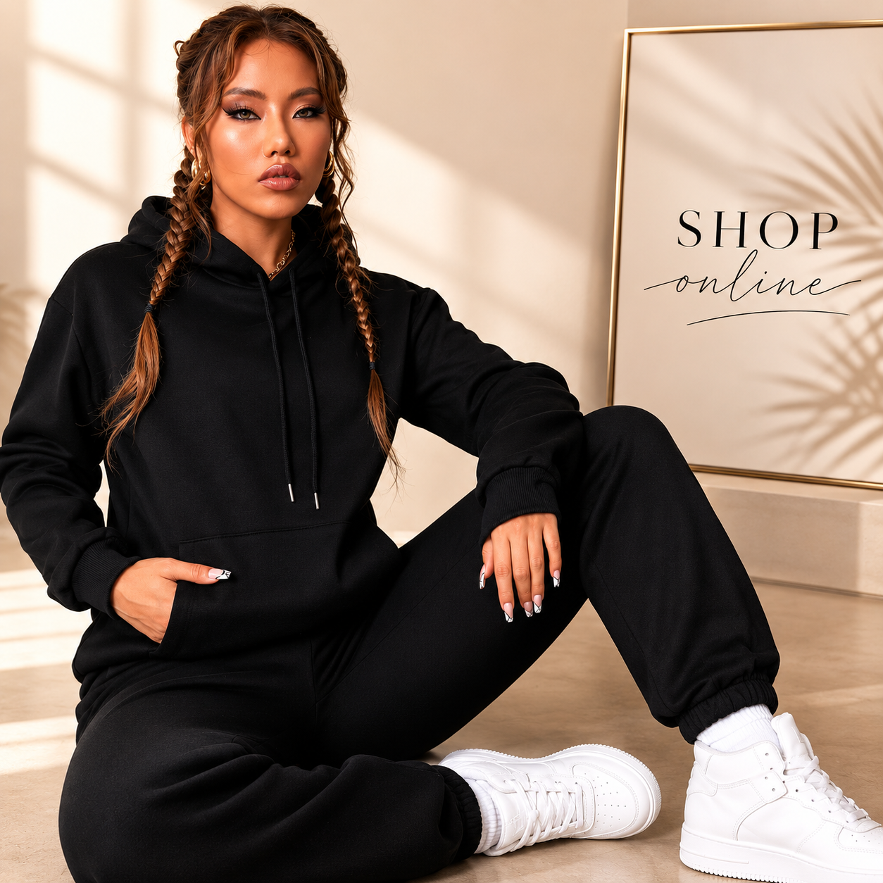 BASIC BLACK HOOD TRACKSUIT