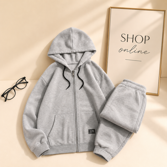 BASIC GREY ZIPPER TRACKSUIT