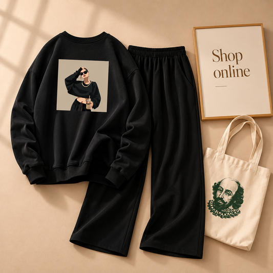 NECKLACE GIRL BLACK SWEATSHIRT WITH FLAPPER