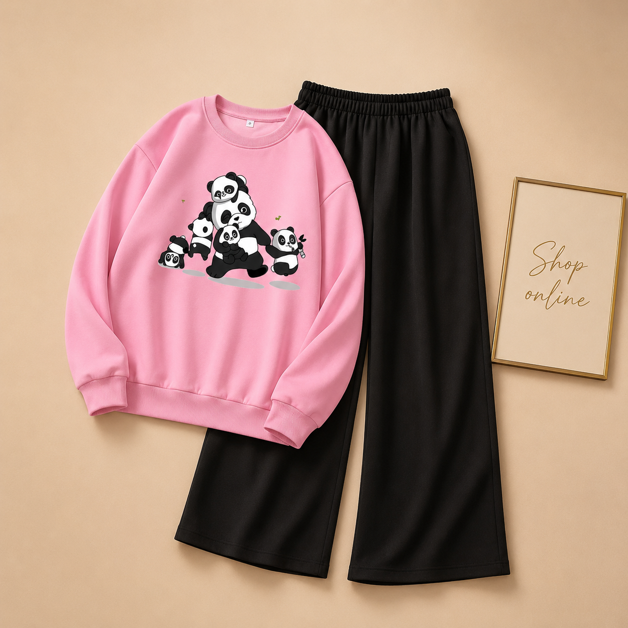 PANDA PINK SWEATSHIRT WITH FLAPPER