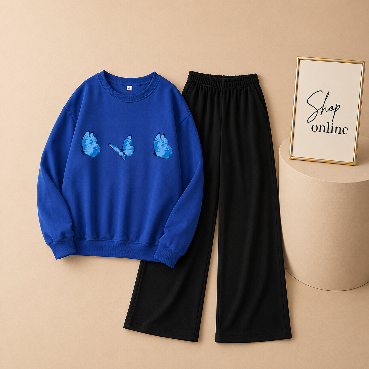 3 BUTTERFLY ROYAL BLUE SWEATSHIRT WITH FLAPPER