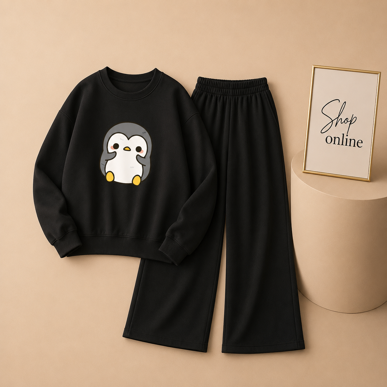 PIGEON BLACK SWEATSHIRT WITH FLAPPER