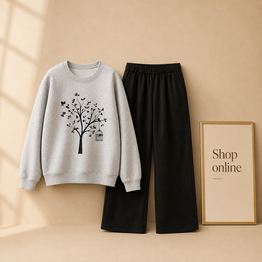 NEW TREE GREY SWEATSHIRT WITH FLAPPER