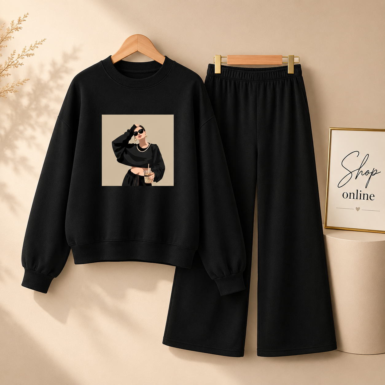 NECKLACE GIRL BLACK SWEATSHIRT WITH FLAPPER
