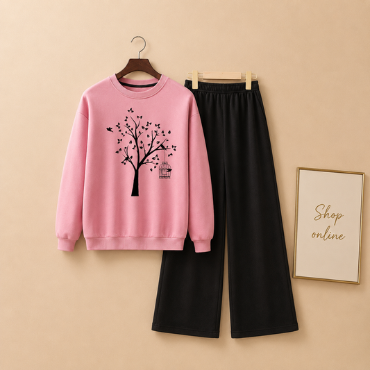NEW TREE PINK SWEATSHIRT WITH FLAPPER