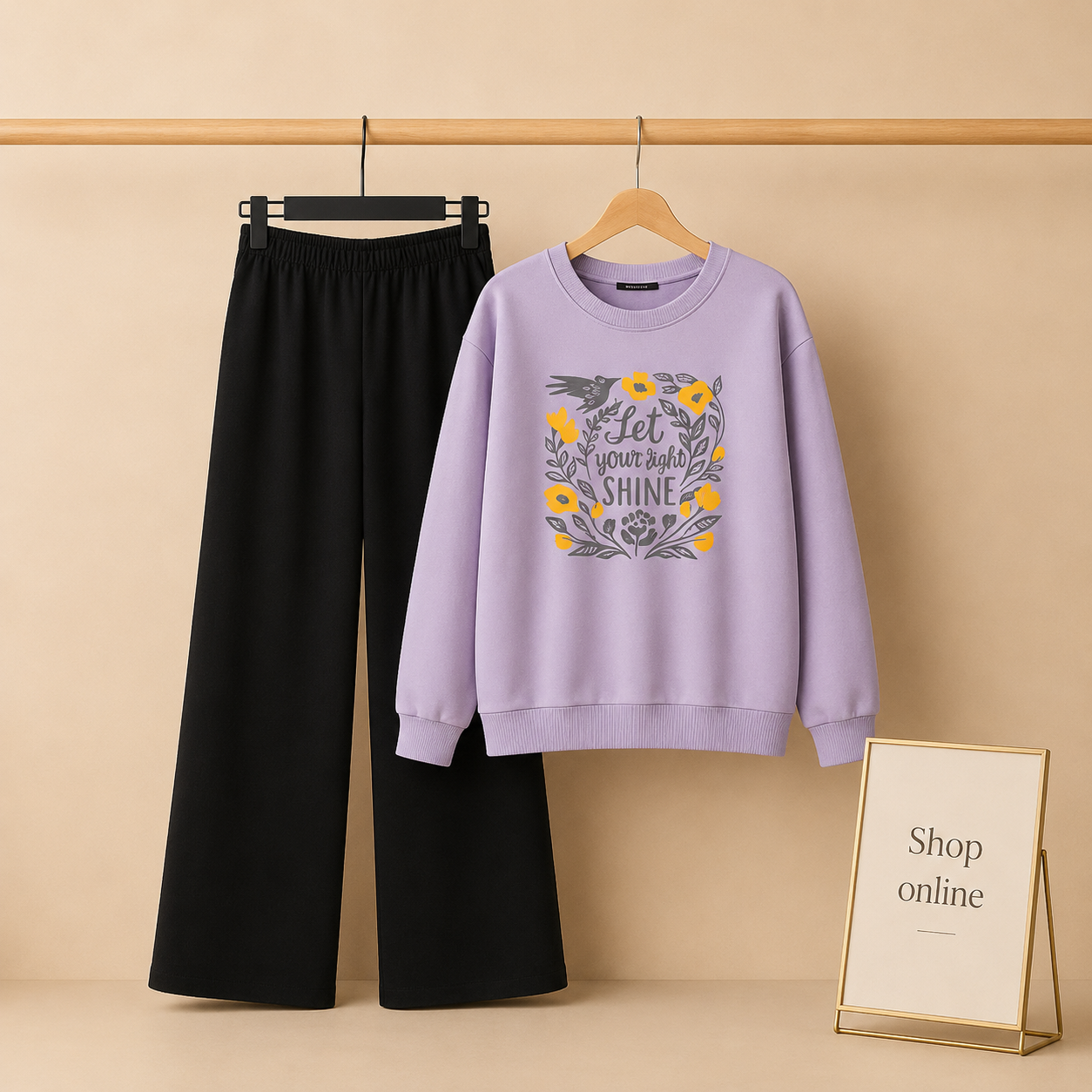 LILAC SWEATSHIRT LET YOUR SOUL SHINE WITH FLAPPER