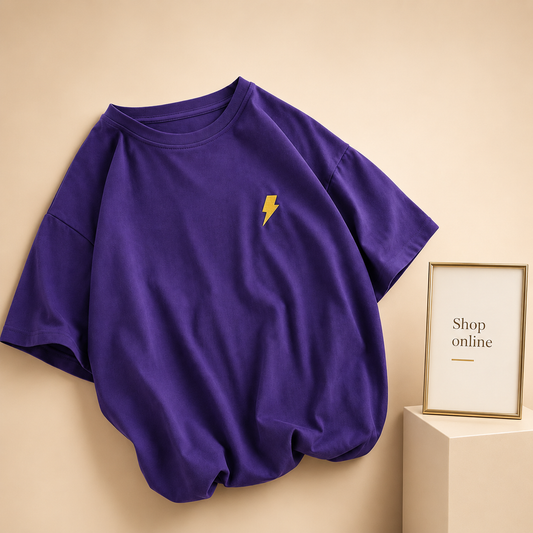 PURPLE TSHIRT THUNDER ON POCKET