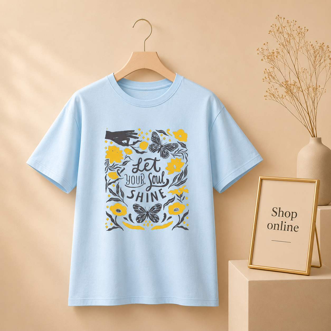 SKY BLUE TSHIRT LET YOUR SOUL SHINE