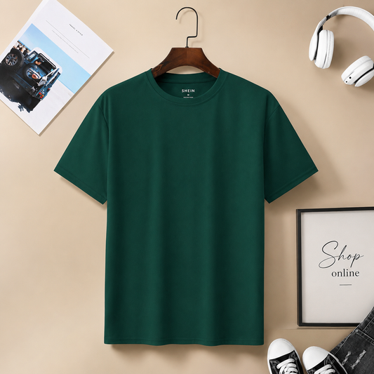 BOTTLE GREEN TSHIRT PLAIN