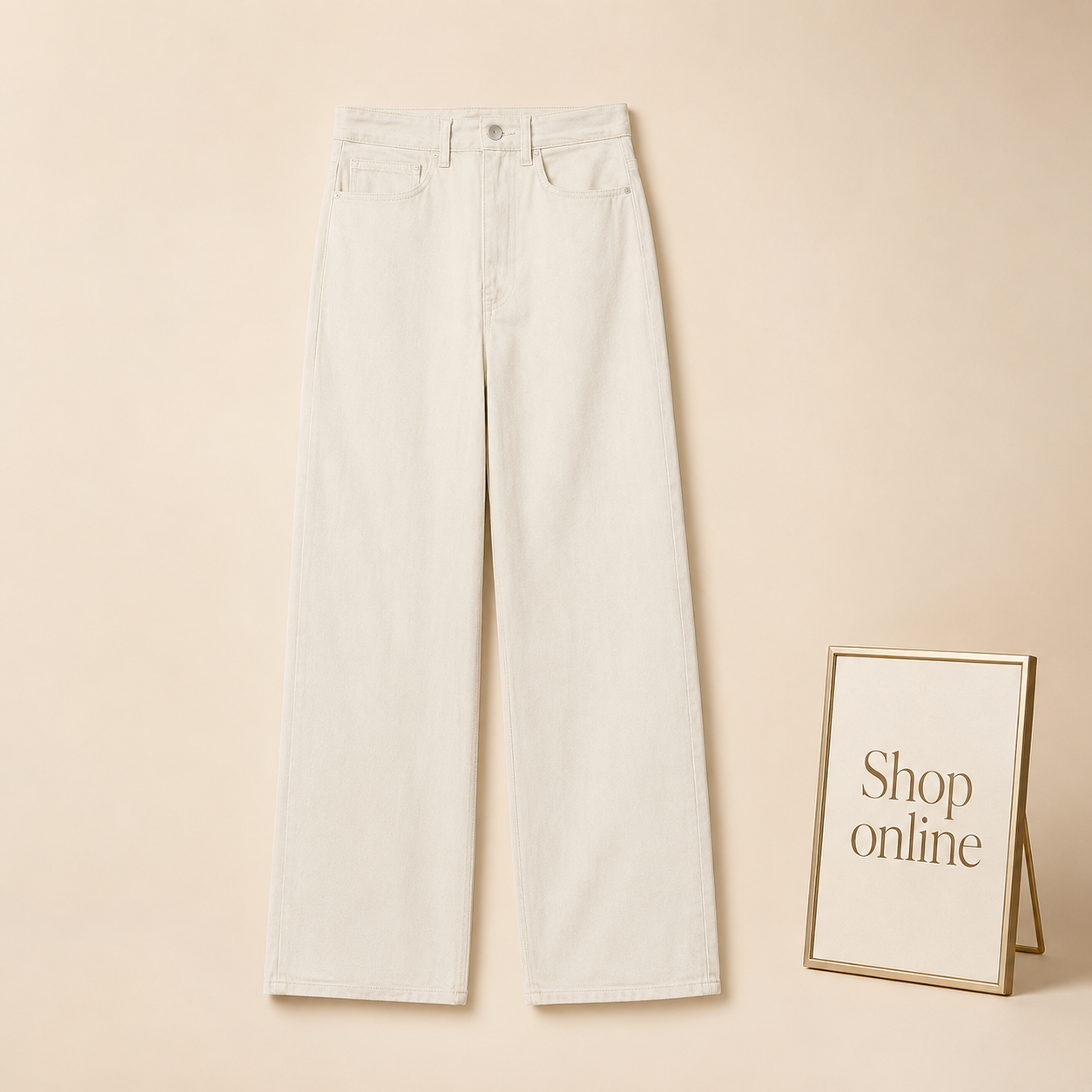 HIGH WAISTED WHITE WIDE LEG JEANS