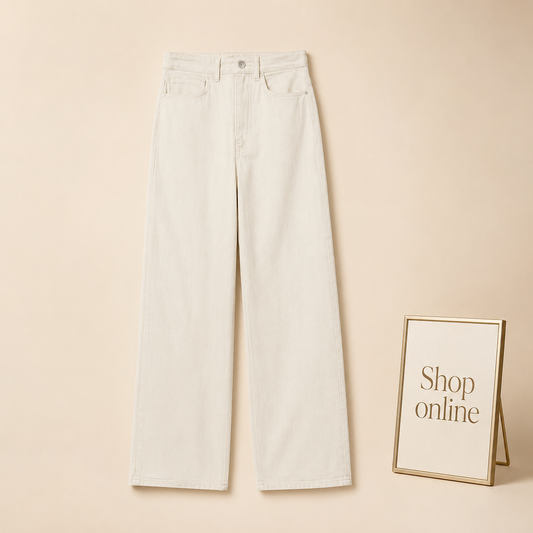 HIGH WAISTED WHITE WIDE LEG JEANS