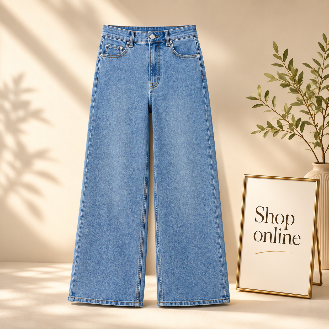 SKY BLUE WIDE LEG HIGH WAISTED