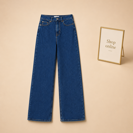 MID BLUE WIDE LEG HIGH WAISTED
