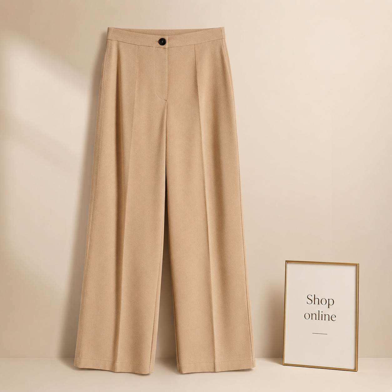 BEIGE FORMAL PANT WIDE LEG