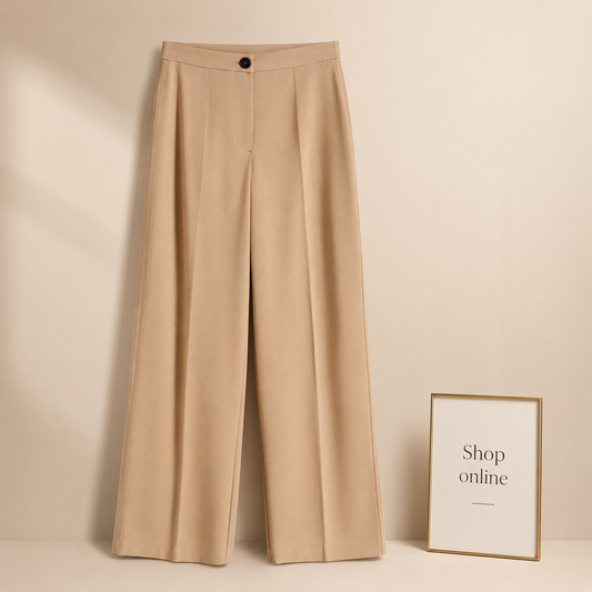 BEIGE FORMAL PANT WIDE LEG