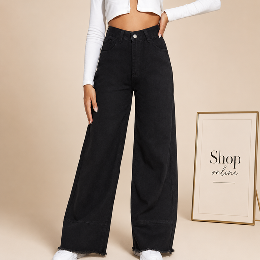 BLACK WIDE LEG JEANS