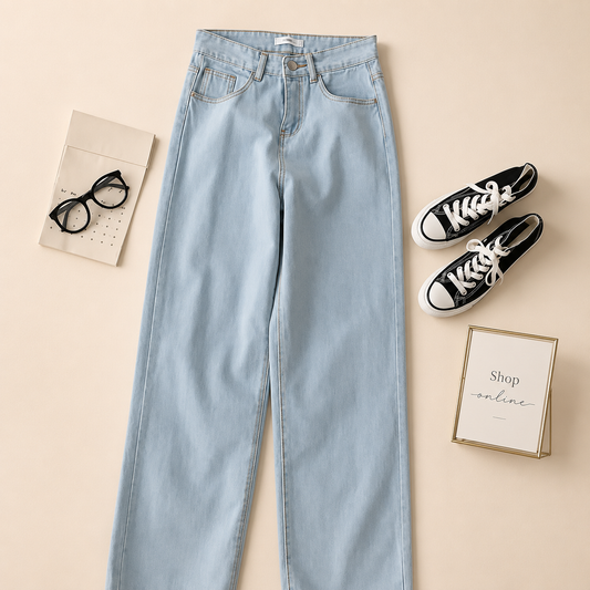 ICE BLUE WIDE LEG JEANS