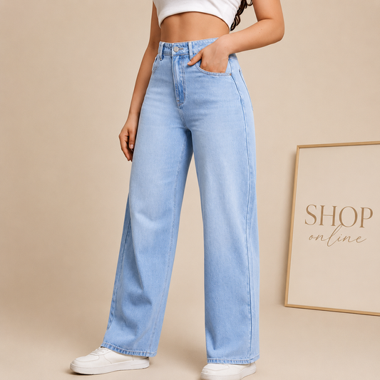 ICE BLUE WIDE LEG JEANS