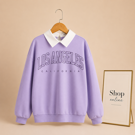 LILAC COLLARED SWEAT LOS ANGELES
