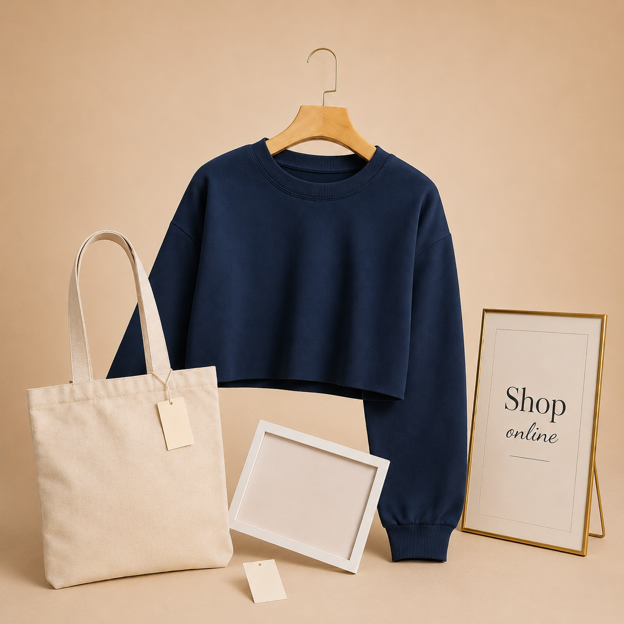PLAIN NAVY BLUE CROP SWEATSHIRT